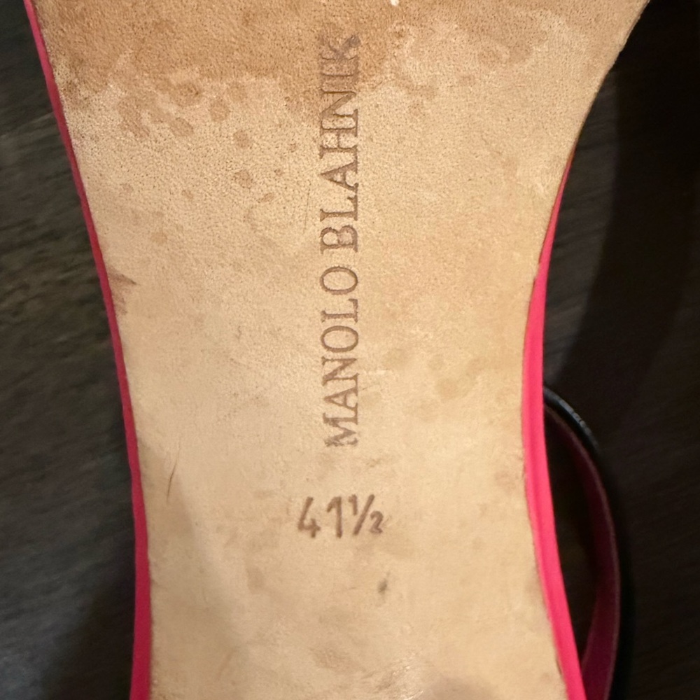 100% AUTHENTIC HOT PINK MANOLO BLAHNIK HEELS 41.5 ORIGINAL BOX - Picture 5 of 7